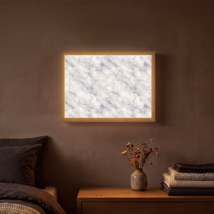 Grijs - Marmer - Gedetailleerd Light Box met batterij (Wandlamp) middel 907 -sfeer4