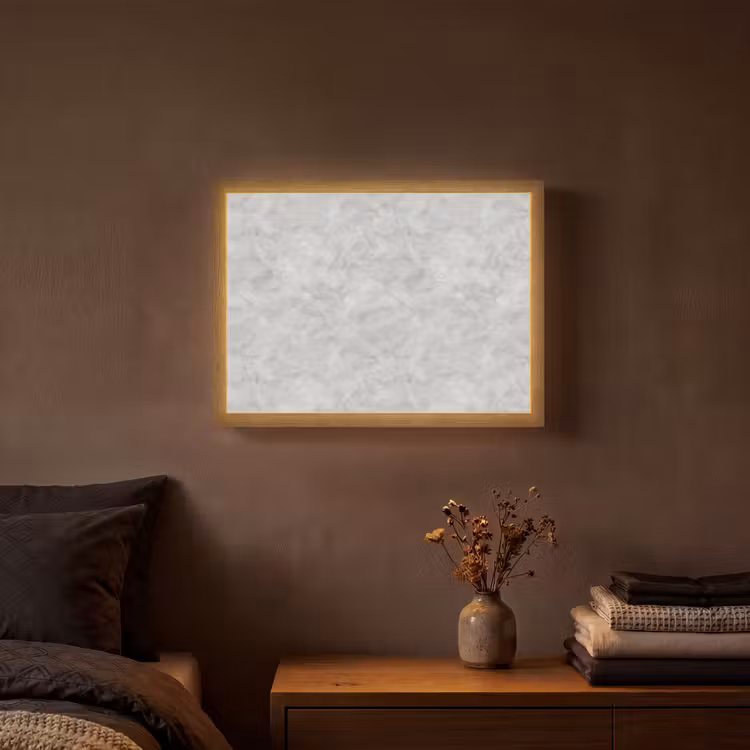 Grijs - Marmer - Mat Light Box met batterij (Wandlamp) middel 907 -sfeer4