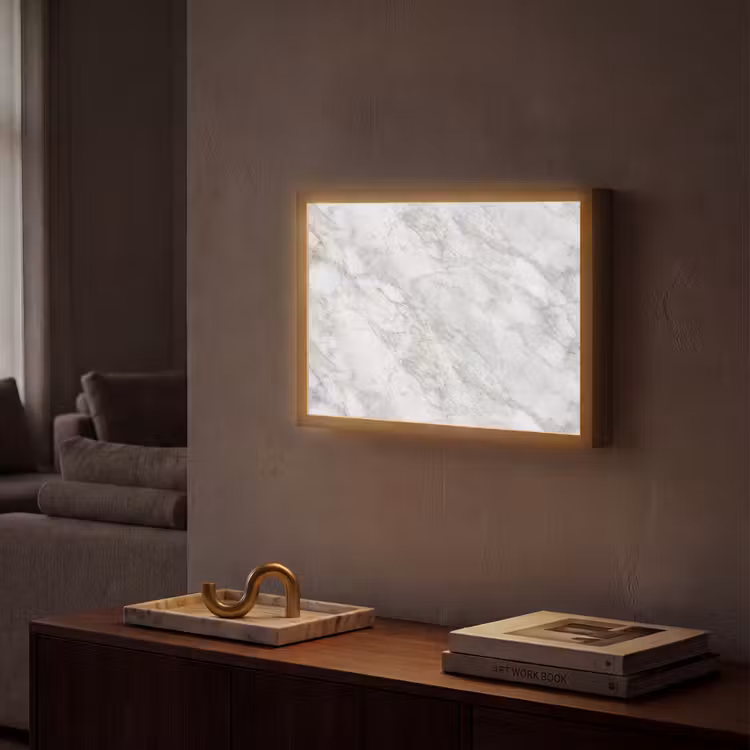 Grijs - Wit - Marmer Light Box met batterij (Wandlamp) middel 907 -sfeer1