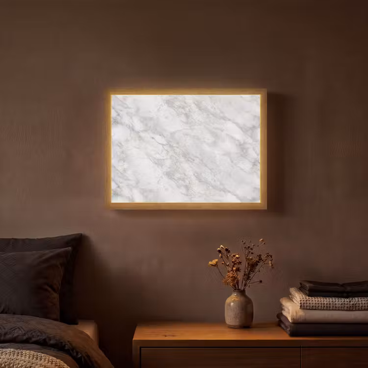 Grijs - Wit - Marmer Light Box met batterij (Wandlamp) middel 907 -sfeer4
