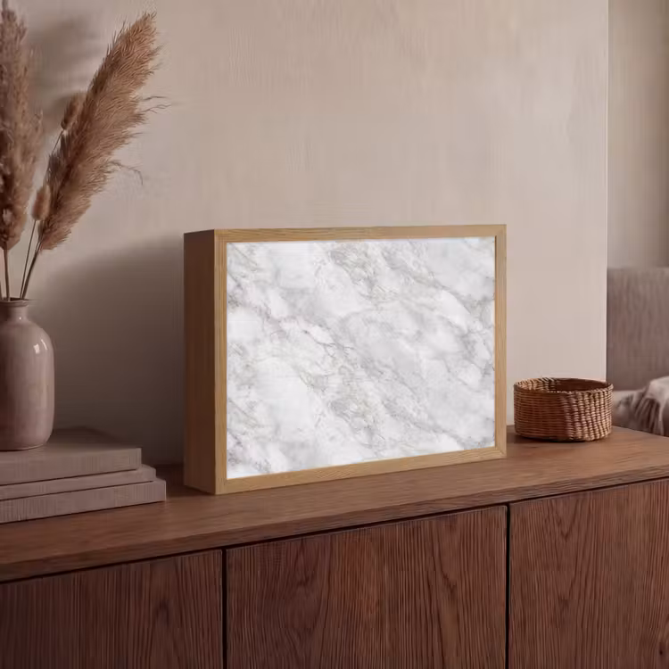 Grijs - Wit - Marmer Light Box met batterij (Wandlamp) middel 907 -sfeer2