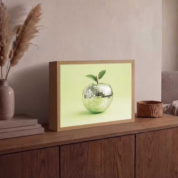 Groen - Disco - Decoratie - Appel Light Box met batterij (Wandlamp) middel -sfeer2