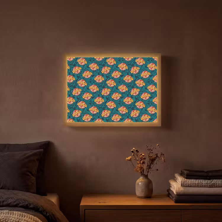 Groen - Disco - Patroon Light Box met batterij (Wandlamp) middel 907 -sfeer4