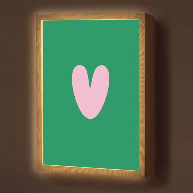Groen - Hart - Minimalistisch - Valentijn Light Box met batterij (Wandlamp) middel -z3d_website