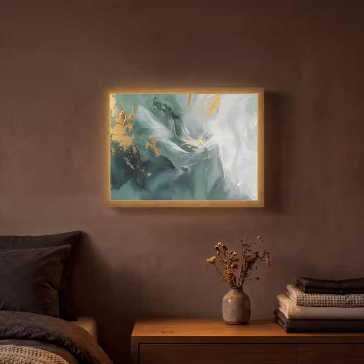 Groen - Modern - Marmer - Abstract Light Box met batterij (Wandlamp) middel -sfeer4