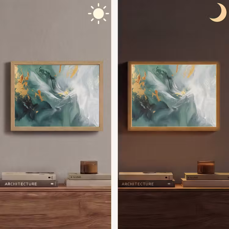 Groen - Modern - Marmer - Abstract Light Box met batterij (Wandlamp) middel -sfeer3