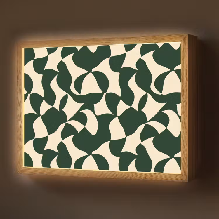 Groen - Organische vlakken - Crème Light Box met batterij (Wandlamp) middel 907 -z3d_website