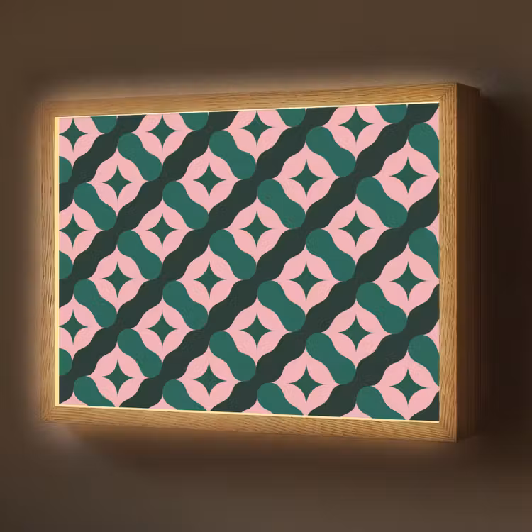 Groen - Roze - Retro - Sterren Light Box met batterij (Wandlamp) middel 907 -z3d_website