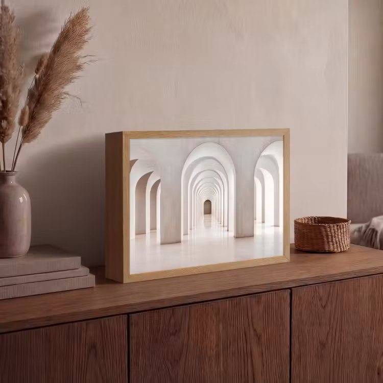 Hal - Bogen - Symmetrisch - Modern Light Box met batterij (Wandlamp) middel -sfeer2
