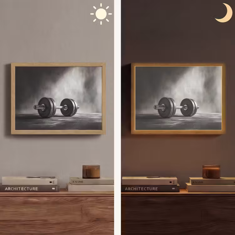 Halter - Gewichten - Zwart Light Box met batterij (Wandlamp) middel -sfeer3