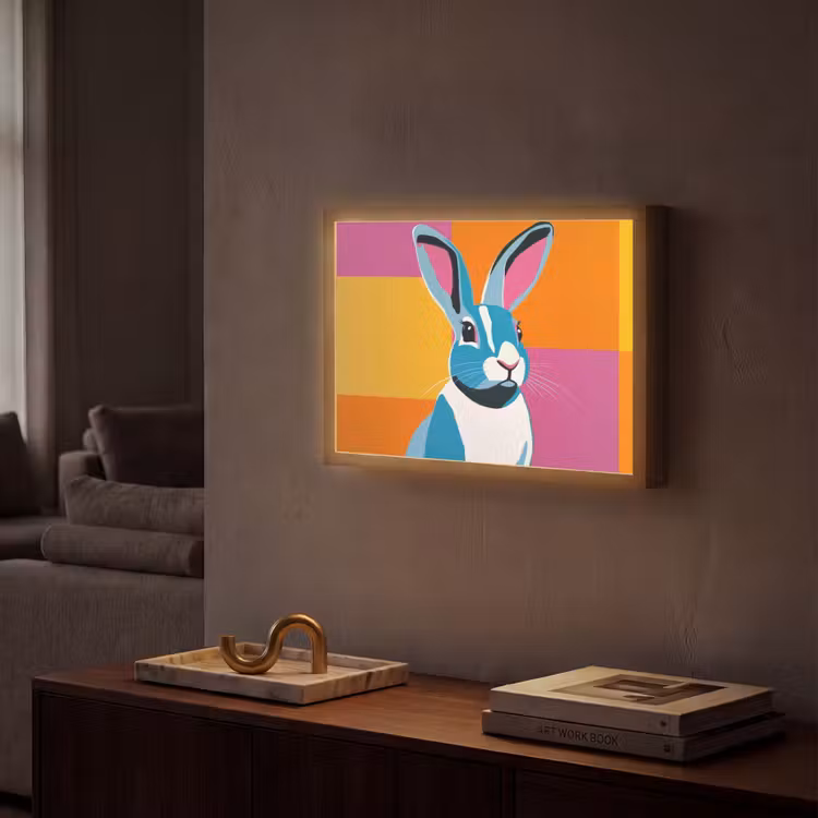 Haas - Kleurvakken - Oren - Roze Light Box met batterij (Wandlamp) middel -sfeer1