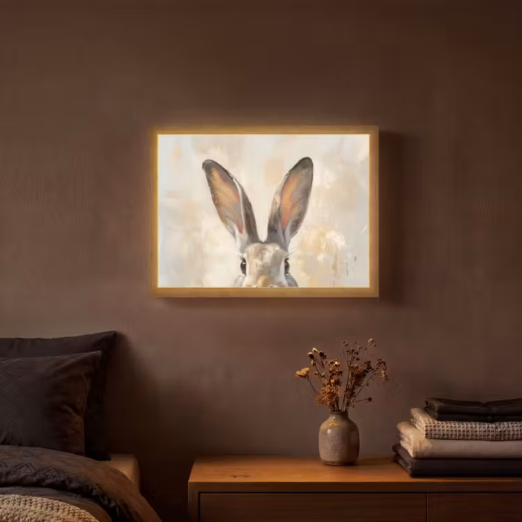 Haas - Oren - Bruin Light Box met batterij (Wandlamp) middel -sfeer4
