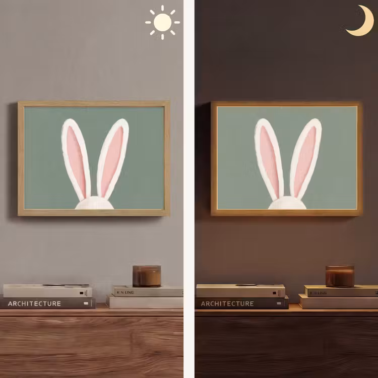 Hazen - Oren - Roze Light Box met batterij (Wandlamp) middel -sfeer3