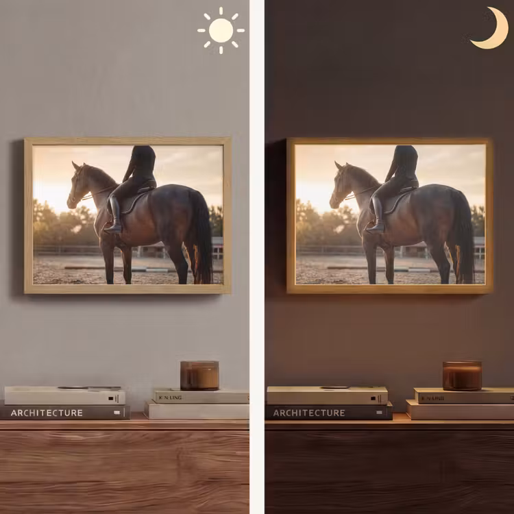 Harmonie - Ruiter - Zon Light Box met batterij (Wandlamp) middel -sfeer3