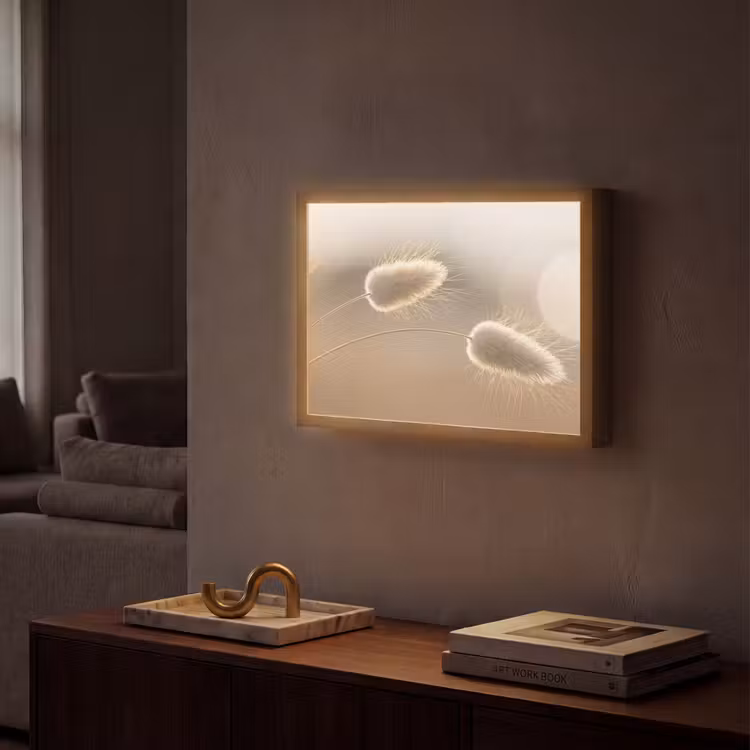 Hazestaartgras - Graanharen - Zonlicht Light Box met batterij (Wandlamp) middel -sfeer1