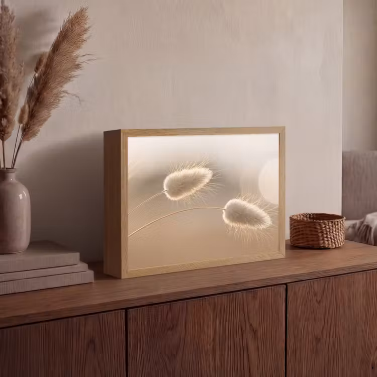 Hazestaartgras - Graanharen - Zonlicht Light Box met batterij (Wandlamp) middel -sfeer2