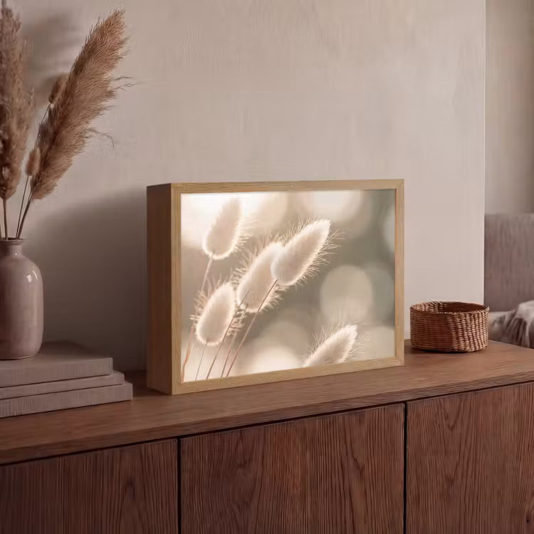 Hazestaartgras - Wit - Zonlicht Light Box met batterij (Wandlamp) middel -sfeer2
