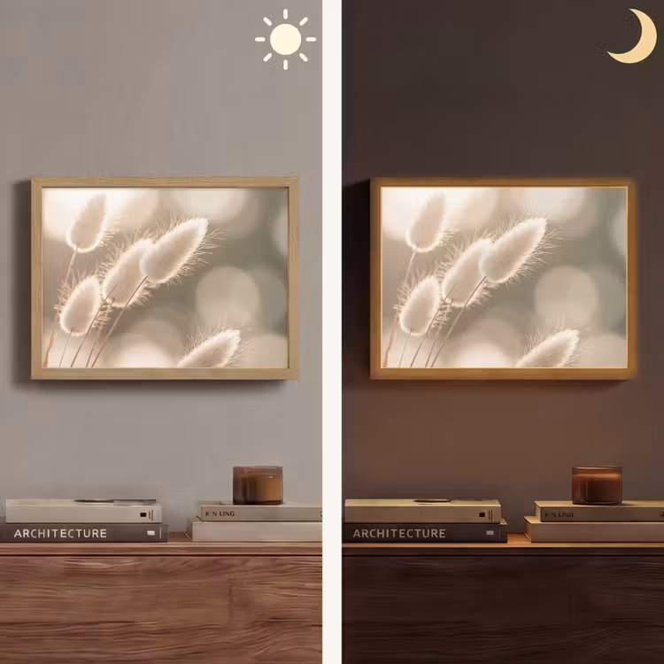 Hazestaartgras - Wit - Zonlicht Light Box met batterij (Wandlamp) middel -sfeer3