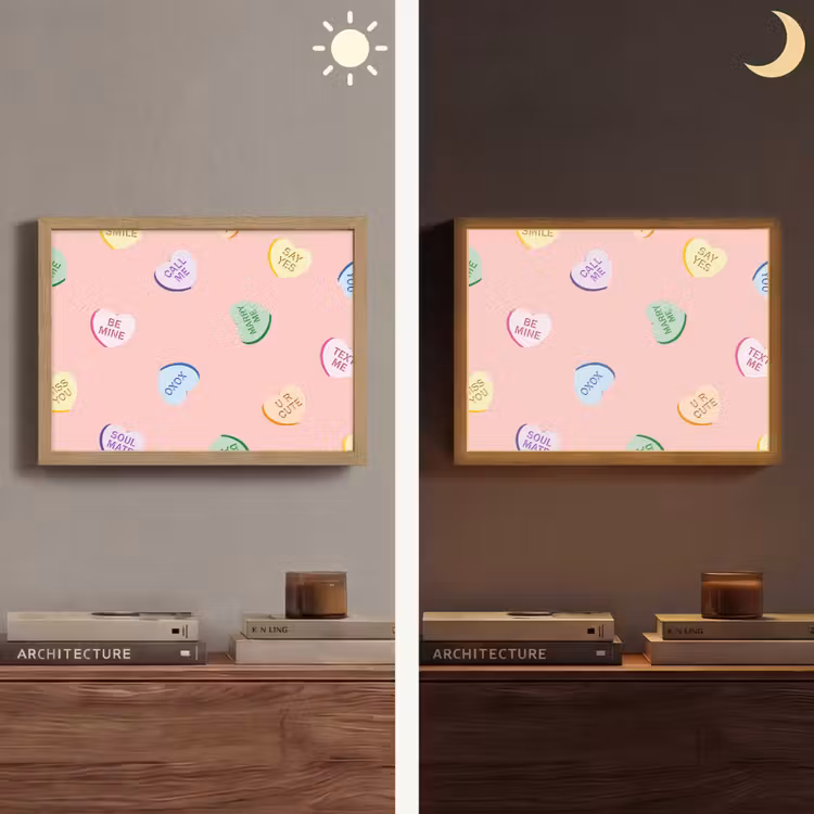 Hart - Snoep - Pastel - Tekst Light Box met batterij (Wandlamp) middel -sfeer3