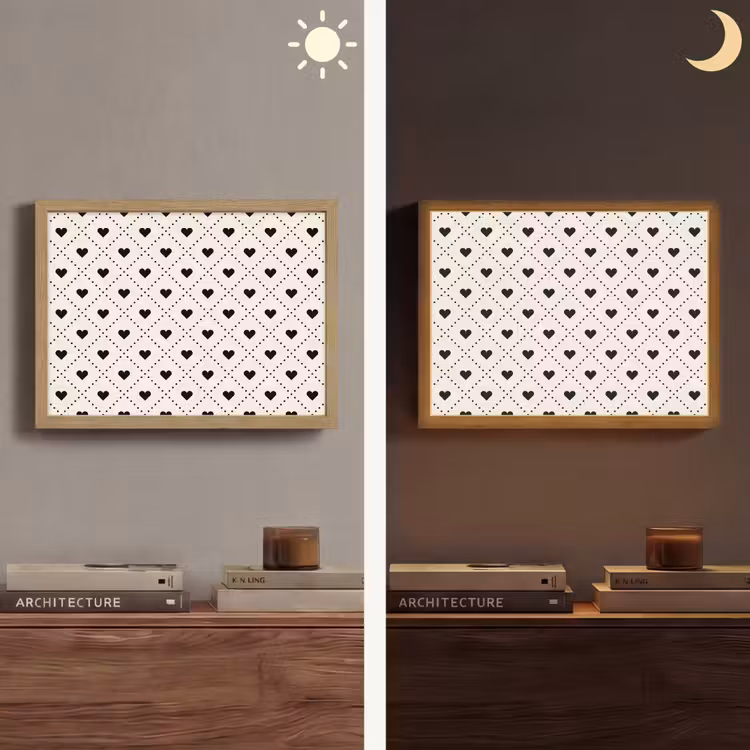 Hart - Vierhoek - Wit - Zwart Light Box met batterij (Wandlamp) middel 907 -sfeer3