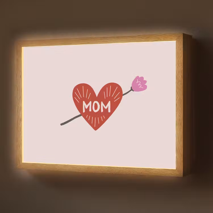 Hart - Rood - Bloem - Moeder Light Box met batterij (Wandlamp) middel -z3d_website