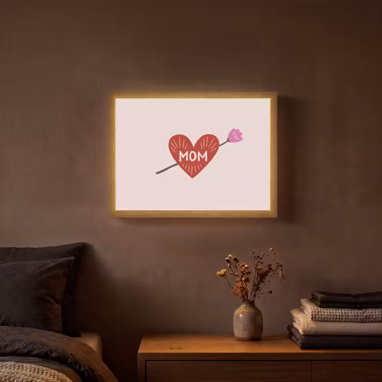Hart - Rood - Bloem - Moeder Light Box met batterij (Wandlamp) middel -sfeer4