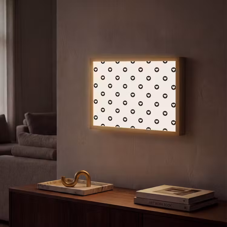 Hart - Rond - Wit - Zwart Light Box met batterij (Wandlamp) middel 907 -sfeer1