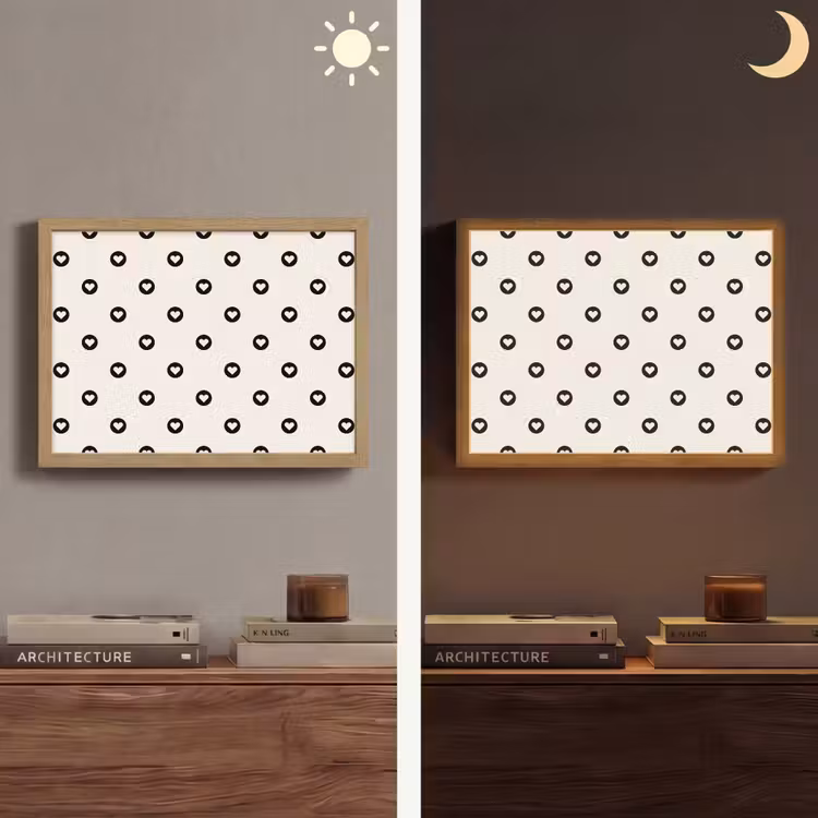 Hart - Rond - Wit - Zwart Light Box met batterij (Wandlamp) middel 907 -sfeer3