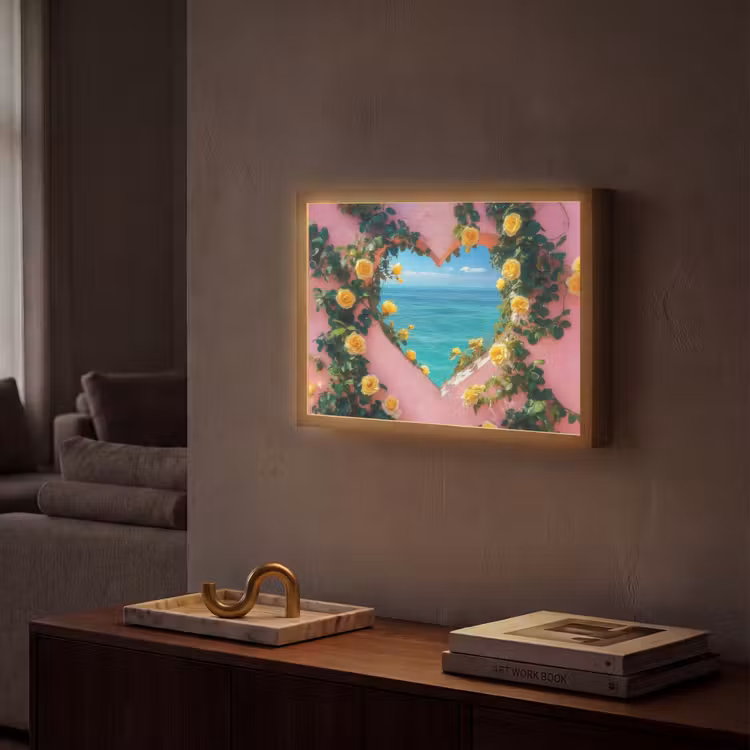 Hart - Zee - Muur Light Box met batterij (Wandlamp) middel -sfeer1