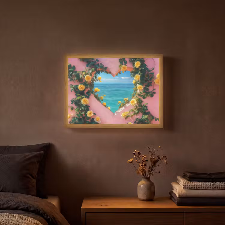 Hart - Zee - Muur Light Box met batterij (Wandlamp) middel -sfeer4