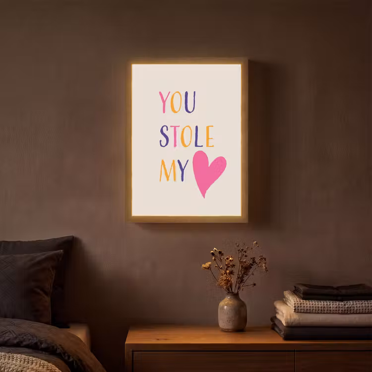 Hart - Valentijn - Tekst Light Box met batterij (Wandlamp) middel -sfeer4