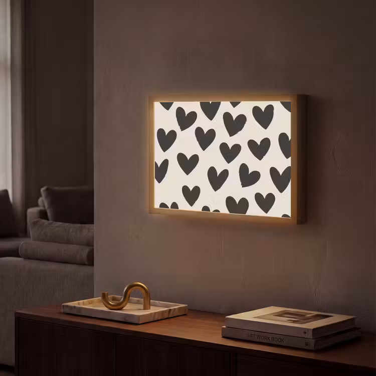 Hartjes - Zwart - Beige Light Box met batterij (Wandlamp) middel -sfeer1