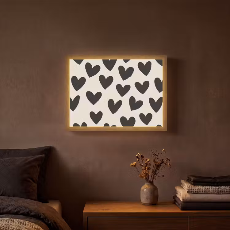 Hartjes - Zwart - Beige Light Box met batterij (Wandlamp) middel -sfeer4