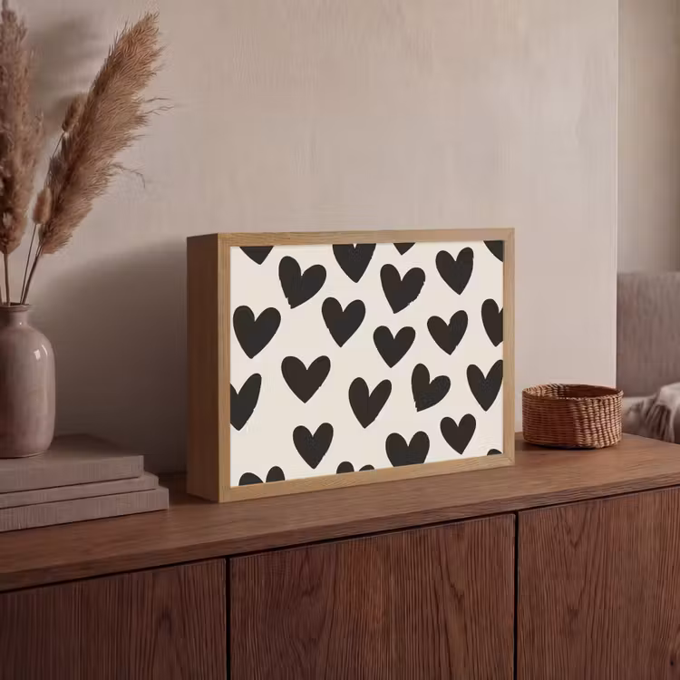 Hartjes - Zwart - Beige Light Box met batterij (Wandlamp) middel -sfeer2