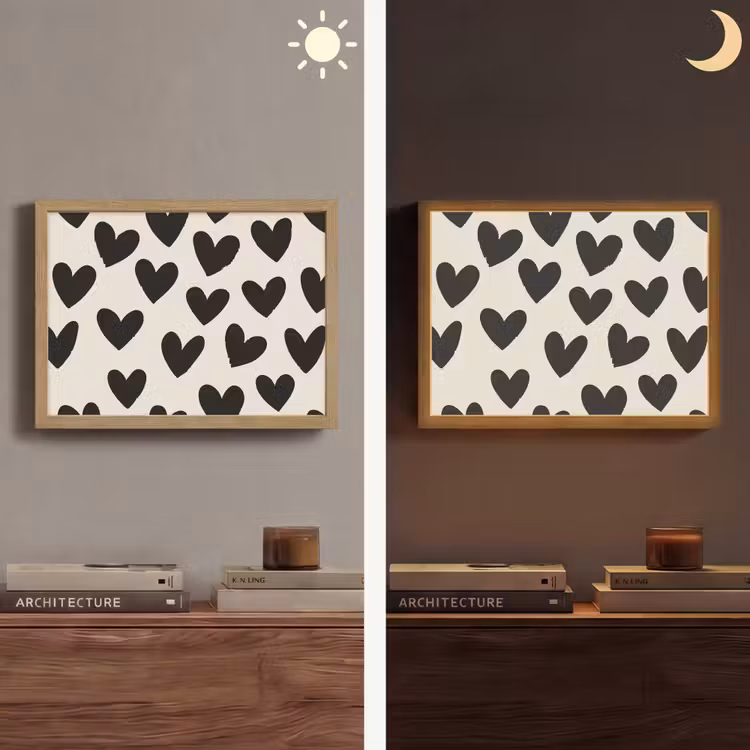 Hartjes - Zwart - Beige Light Box met batterij (Wandlamp) middel -sfeer3