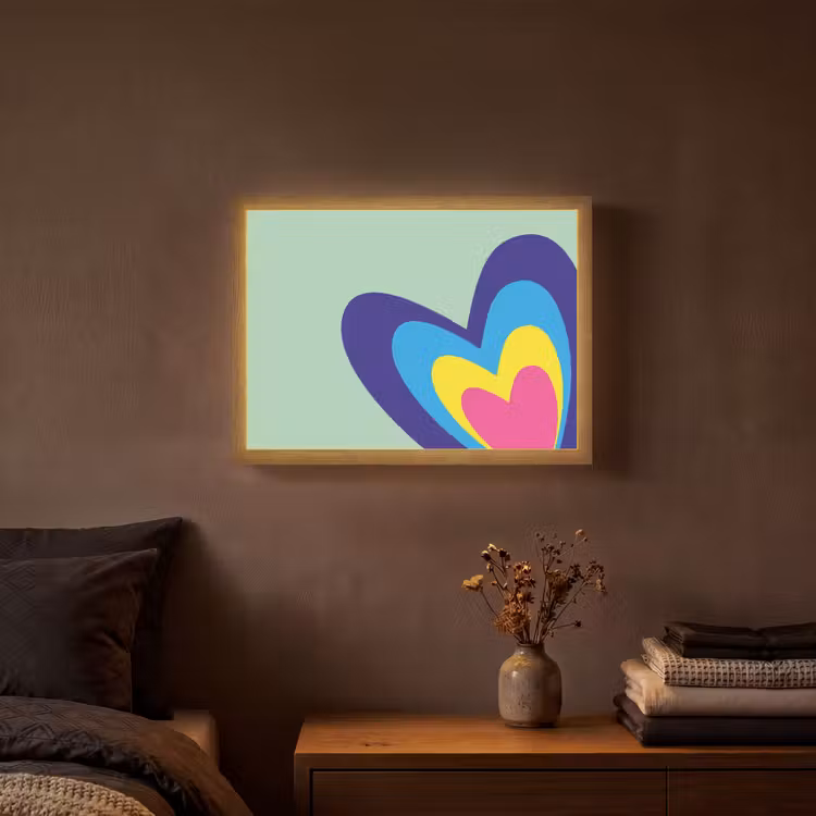 Hartjes - Kleurrijk - Valentijn Light Box met batterij (Wandlamp) middel -sfeer4