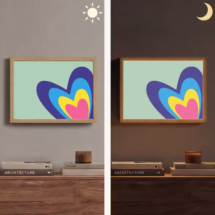 Hartjes - Kleurrijk - Valentijn Light Box met batterij (Wandlamp) middel -sfeer3