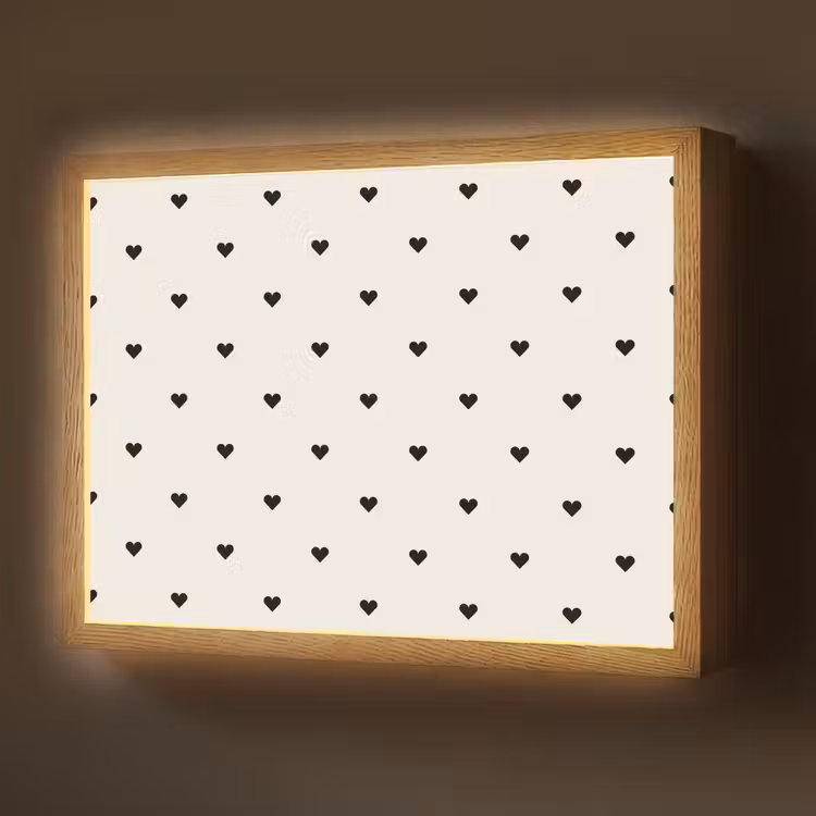 Harten - Liefde - Zwart - Wit Light Box met batterij (Wandlamp) middel 907 -z3d_website