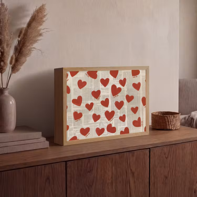 Hartjes - Krant - Loveyou Light Box met batterij (Wandlamp) middel -sfeer2