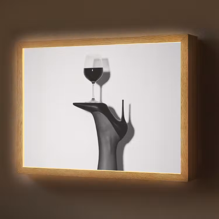Hak - Wijn - Minimalistisch - Zwart Light Box met batterij (Wandlamp) middel -z3d_website