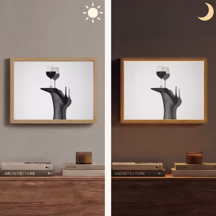 Hak - Wijn - Minimalistisch - Zwart Light Box met batterij (Wandlamp) middel -sfeer3