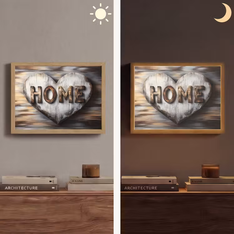 Home - Hart - Houtlook - Liefde Light Box met batterij (Wandlamp) middel -sfeer3