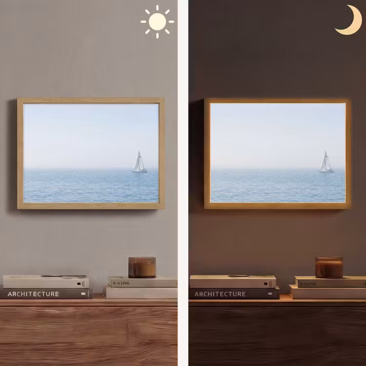 Horizon - Zeilboot - Zee Light Box met batterij (Wandlamp) middel -sfeer3