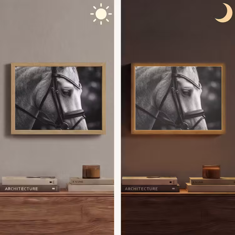 Paard - Schimmel - Portret Light Box met batterij (Wandlamp) middel -sfeer3