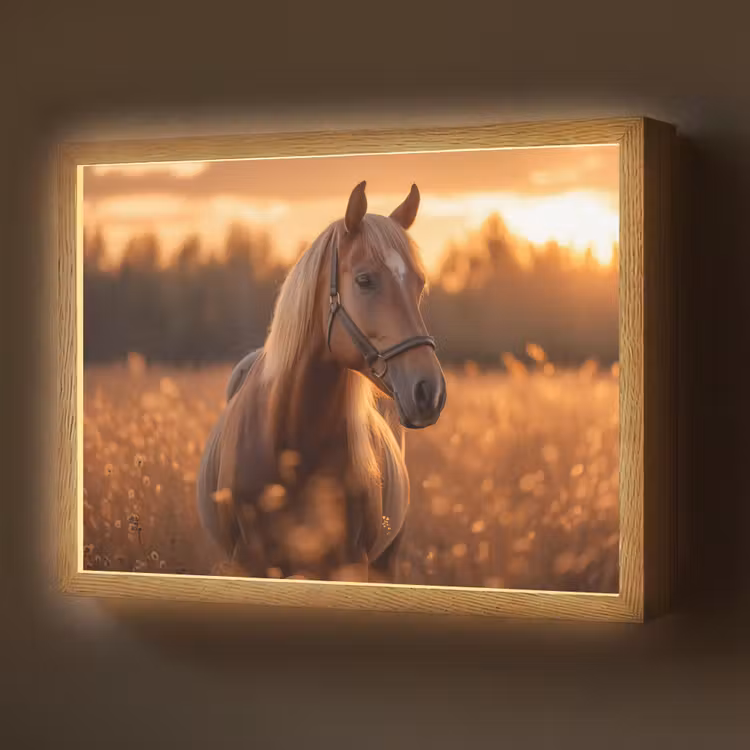 Paard - Natuur - Dier - Bruin - Dieren portret Light Box met batterij (Wandlamp) middel -z3d_website