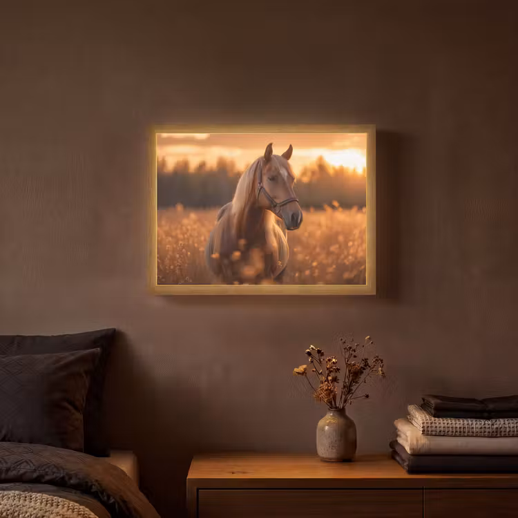 Paard - Natuur - Dier - Bruin - Dieren portret Light Box met batterij (Wandlamp) middel -sfeer4