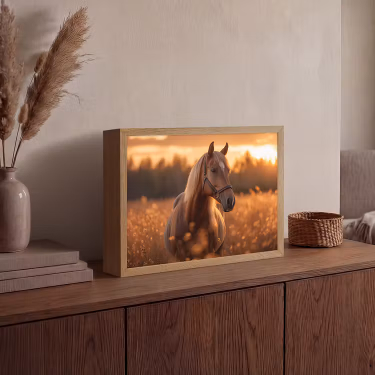 Paard - Natuur - Dier - Bruin - Dieren portret Light Box met batterij (Wandlamp) middel -sfeer2