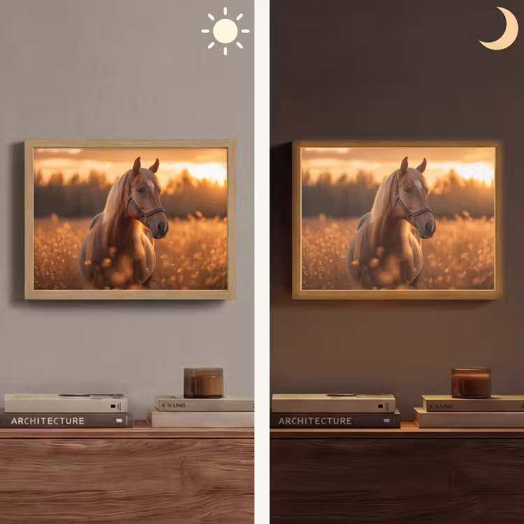 Paard - Natuur - Dier - Bruin - Dieren portret Light Box met batterij (Wandlamp) middel -sfeer3
