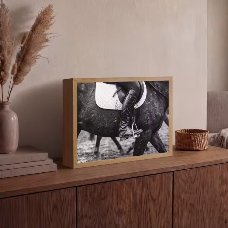Paard - Sport - Zwart - Wit Light Box met batterij (Wandlamp) middel -sfeer2