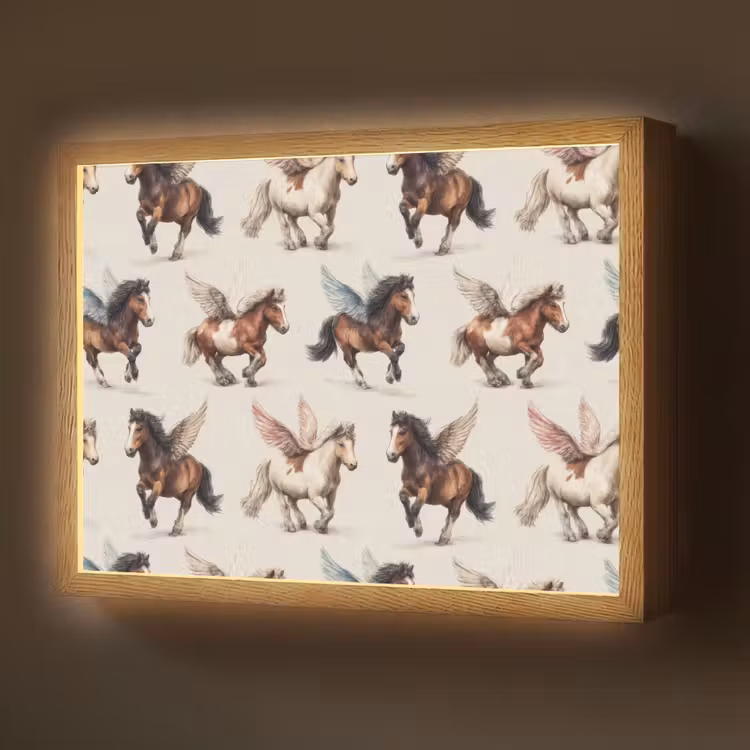 Paarden - Vleugels - Kleurrijk Light Box met batterij (Wandlamp) middel 907 -z3d_website